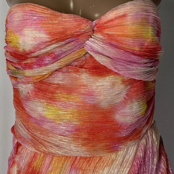 NEW JEWEL Badgley Mischka Women's Sheath Dress Pink/Multi Size 4 Strapless - Picture 7 of 8